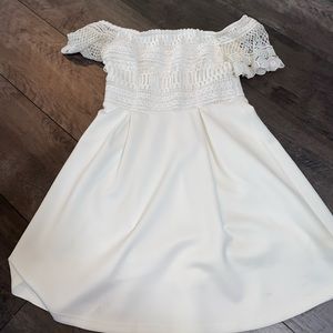 Off the shoulder well structured skater dress